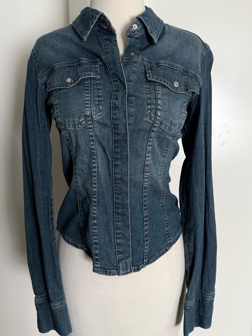 Zara Dark Blue Fitted Denim shirt